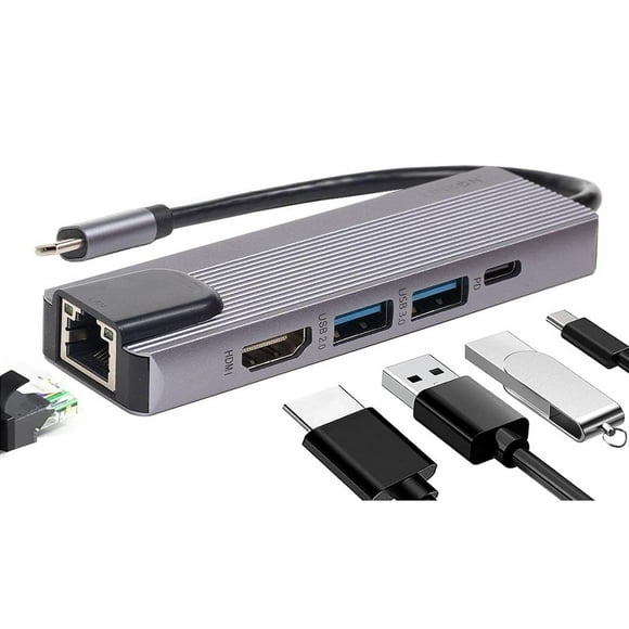 Hub USB C LINKON Plata con HDMI 4K Ethernet y Carga Rápida 87W
