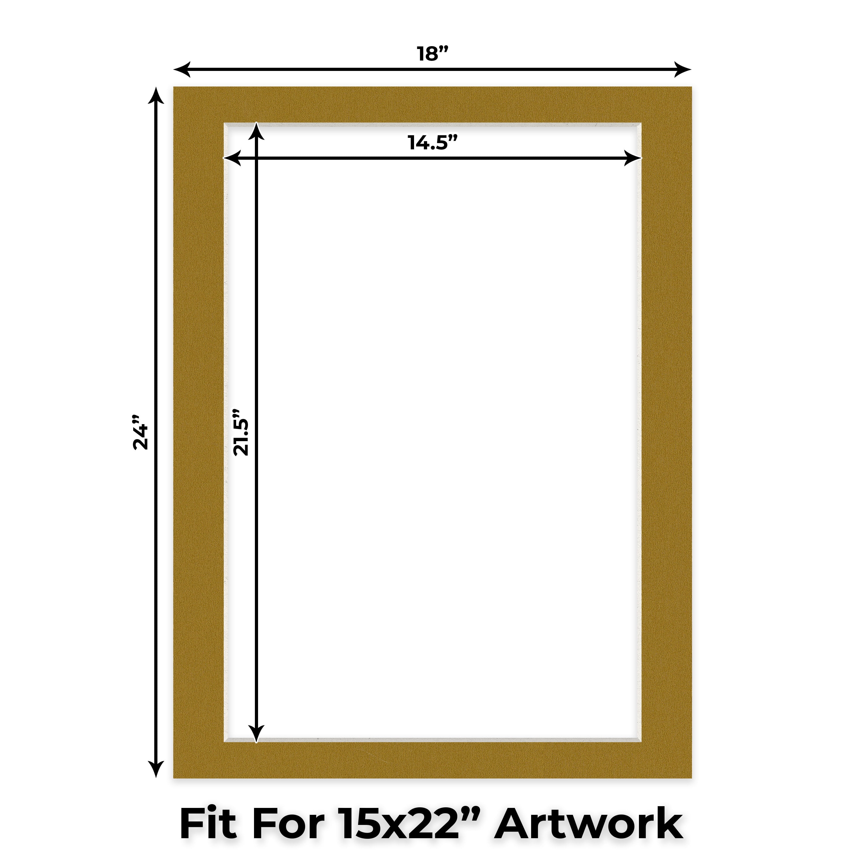 Metallic Gold Picture Frame Mat for 18x24 Frames - Fits 15x22 Photos - 25 Mats