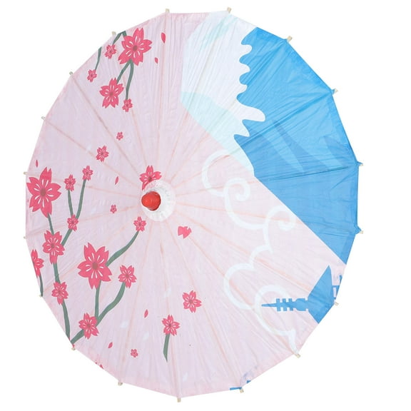 LEORX Japanese Style Cloth Parasol Umbrella for Photography and Stage Performance with Smooth Handle