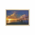 thumbnail image 1 of Landscape Wall Art with Frame, Florida Keys Old Bridge Sunset at Bahia Honda Park USA Cloudscape Picture Print, Printed Fabric Poster for Bathroom Living Room, 35" x 23", Orange Blue, by Ambesonne, 1 of 2