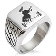 thumbnail image 1 of Stainless Steel Soma Samurai Crest Geometric Pattern Biker Style Polished Ring, 1 of 1