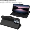 thumbnail image 5 of Wallet Case for iPhone 14 Pro Max 5G, Genuine Leather Support Wireless Charging RFID Blocking Flip Case Card Slots Holder, Kickstand Book Folding Folio Cover with Wrist Strap 6.7 Inch(Black), 5 of 17