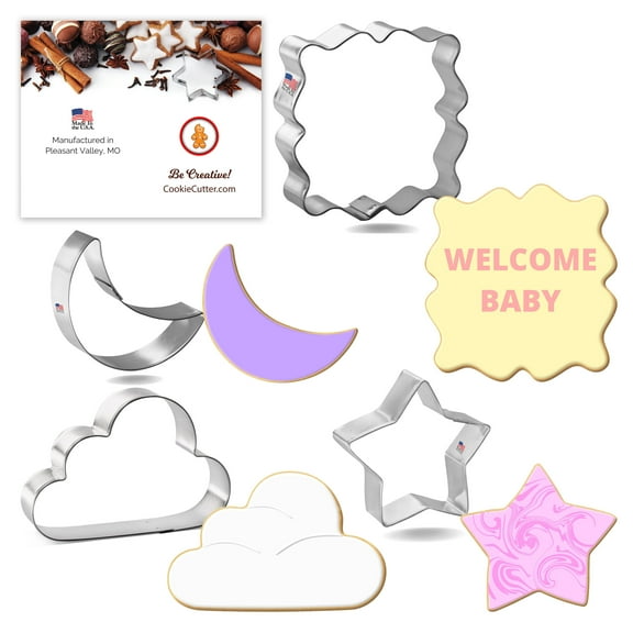 Baby Nursery Twinkle Little Star Cookie Cutter Set 4 Pc - Foose Cookie Cutters - USA Tin Plated Steel