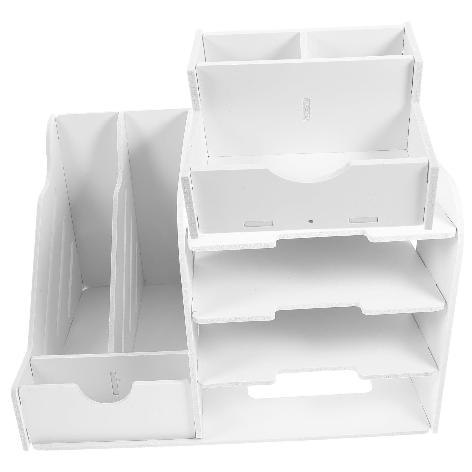 TEHAUX 1Pcs File Organizing Shelf Simple Design White Wood Plastic Composite Desk Paper Organizer for Office Supplies