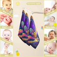 thumbnail image 3 of 5 PCS Colorful Microphone Musical Baby Muslin Washcloths, Waving Music Notes Soft Absorbent Face Towel Burp Cloths Cotton Bath Wipes Infant Wash Cloth for Newborn Boys Girls, 3 of 7