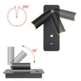 thumbnail image 4 of Yuarrent Adorno de luz de pared giratorio ajustable para Hotel, lámpara giratoria para sala de estar y dormitorio de 3000K con puerto USB, accesorio de Iluminación y accesorios Blanco Yuarrent HA066252-01B, 4 of 6
