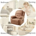 thumbnail image 3 of Papajet Rocking Recliner Chair for Adult,360 Swivel Nursery Reclining Glider for Living Room,Side Pocket,Fabric Brown, 3 of 10