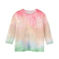 thumbnail image 3 of Today Tshirts Shirts for Teens Girls Girls Crewneck Shirts Three Quarter Sleeve Tops Gradient Blouse Top for Girls 9-10, 3 of 4