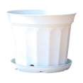 thumbnail image 2 of Beforeyayn 235 Cm Ribbed Indoor Plants Pot with Detachable Saucer, Cream/Off-White Plastic Flower Pot Container for Houseplants, Mini Plants, Herbs – Drainage Holes, Home/Office Tabletop, 2 of 6