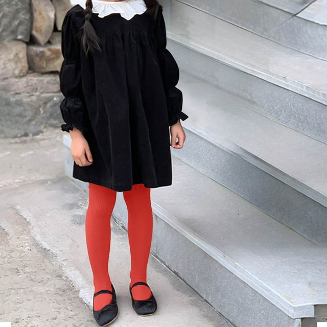 hengsof Girls Stripe Pattern Tights for 0-8 Years, Seamless Footed Stretch Leggings, Soft Comfortable Everyday Wear