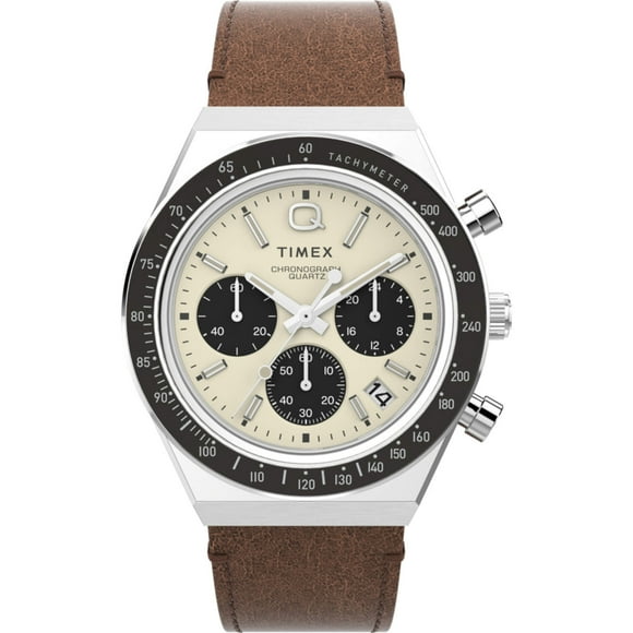 Timex TW2V42800 Men's Q Cream and Black Dial Chronograph Watch