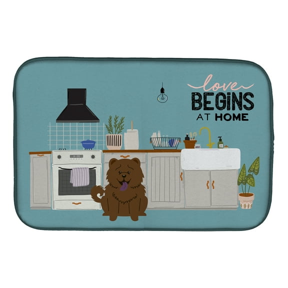 Chocolate Chow Chow Kitchen Scene Dish Drying Mat