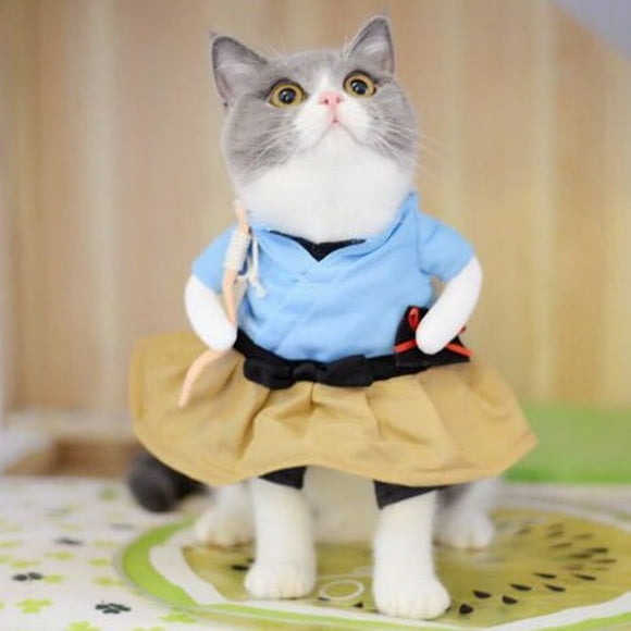Dog Costume,Polyester Funny Samurai Upright Cat Clothes Dog Clothes Smart Functionality