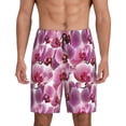thumbnail image 3 of Lsque Orchids Flowers Mens Sleep Pajama Shorts,Short Pajama Pants, Cotton Ultra-Soft Knit-Medium, 3 of 9