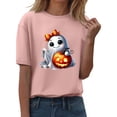 thumbnail image 2 of YLHFASHION T-shirt d'Halloween pour Femmes Manches Courtes Col Rond Imprimé Citrouille Décontracté Automne 2025 Liquidation T-shirt Manches Courtes pour Femmes, 2 of 4