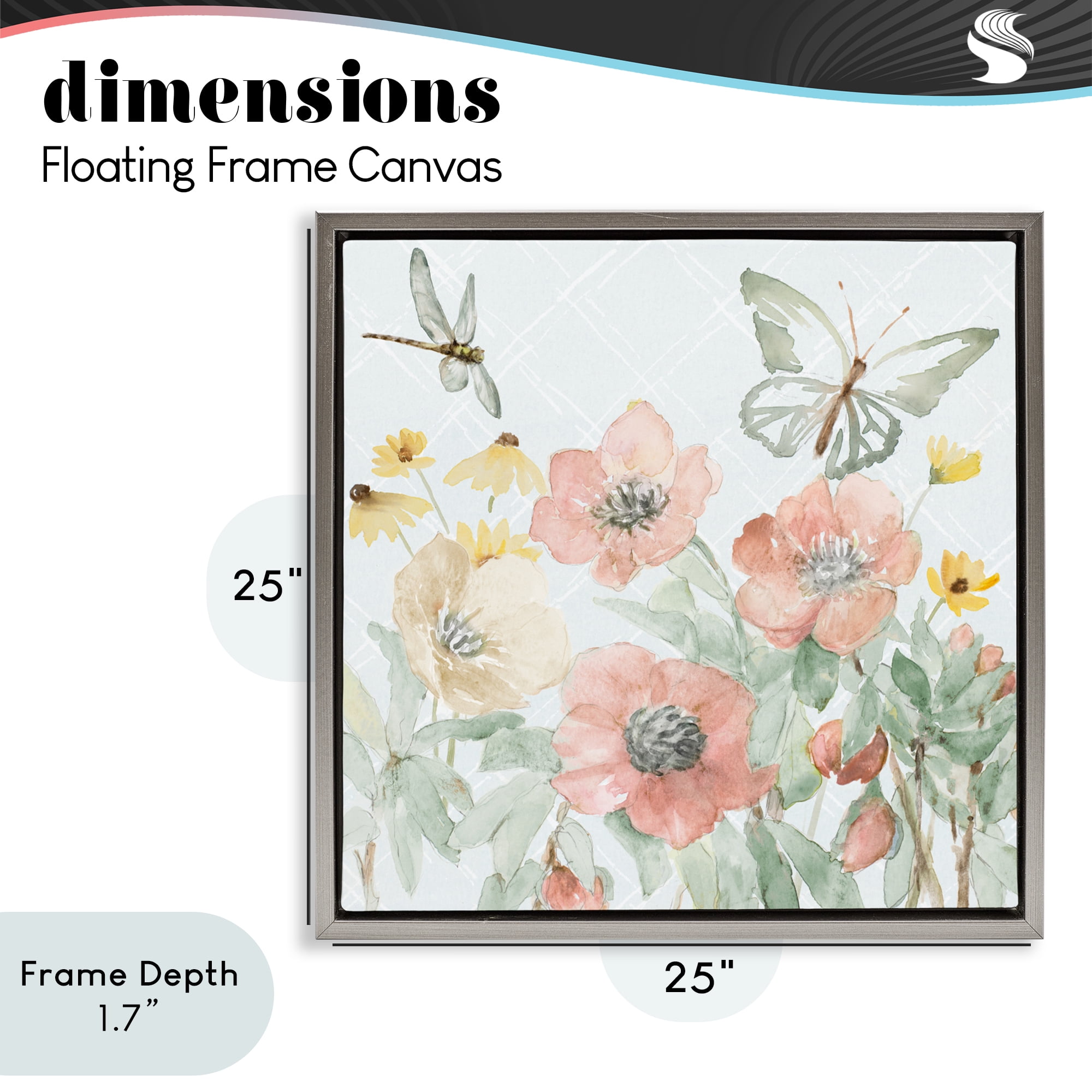 Stupell Industries Garden Joy Butterflies Gray Framed Floater Canvas Wall Art, design by Lanie Loreth