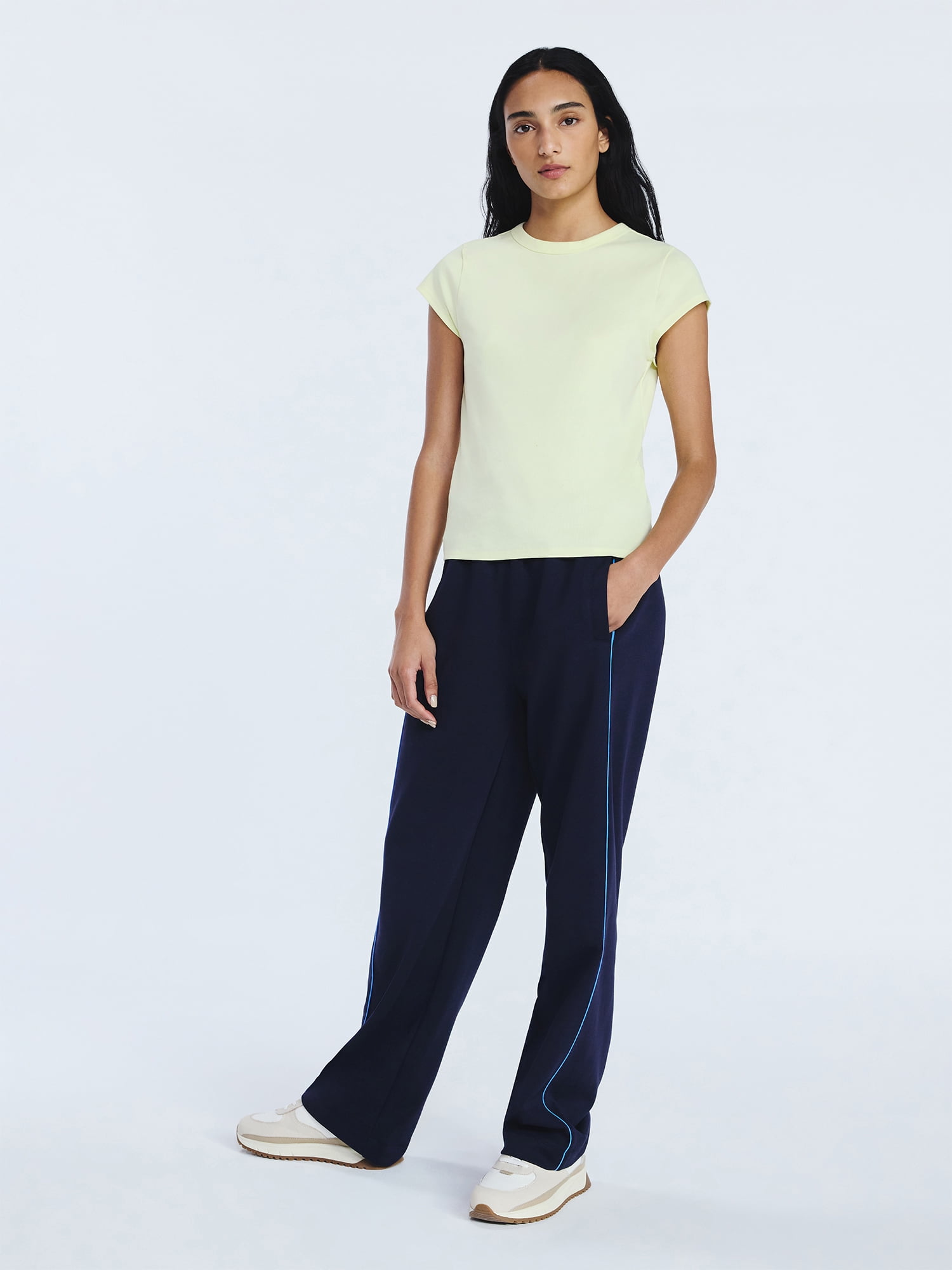 Free Assembly Women's and Women's Plus Cap Sleeve Tee, Sizes XS-4X