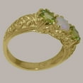 thumbnail image 3 of LBG British Made 10k Yellow Gold Natural Opal & Peridot Womens Statement Ring - 33 size options - Size 10.5, 3 of 7