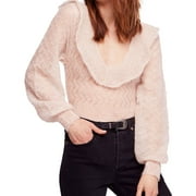 Free People Womens Macaroon Pullover Sweater, Beige, X-Small