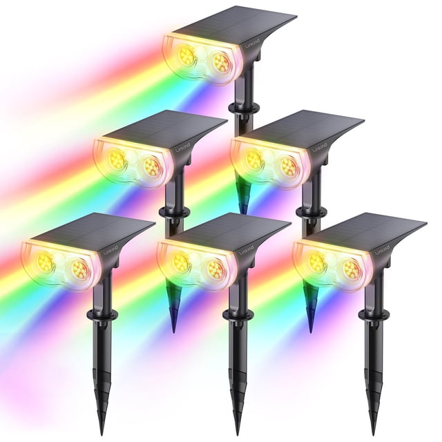 Luces solares para exteriores Linkind RGB que cambian de color, paquete de 6 unidades, IP67
