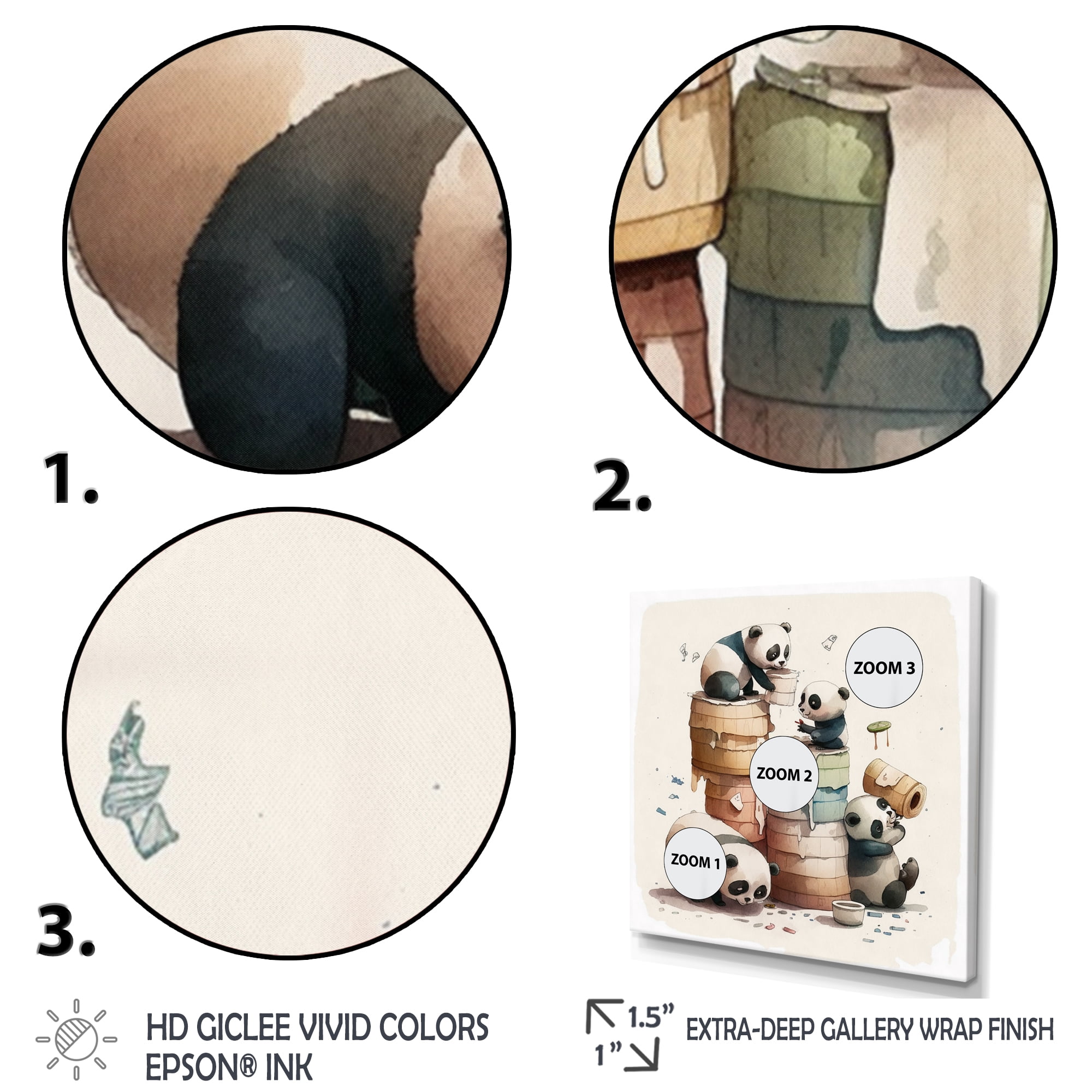 Designart Panda'S Building Tower Of Toilet Paper Canvas Wall Art