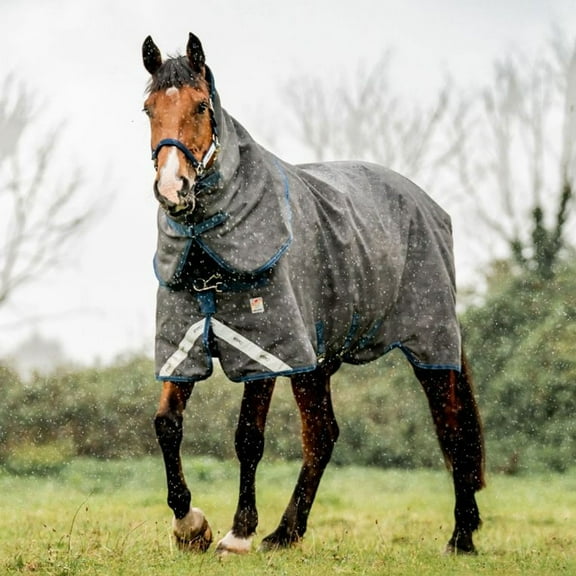 HORSEWARE IRELAND Rhino HexStop Plus (0g Light) Gray/Indigo/Navy Turnout Blanket, Size: 78