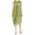 thumbnail image 2 of Sakkas Nora Sleeveless Embroidered Short Tie Dye Caftan Dress / Cover Up - 2-ForestGreen - One Size, 2 of 5