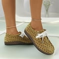thumbnail image 4 of EKVAHL Women's Lace Up Casual Shoes, Orthopedic Tennis Sneakers Walking Shoes, Washed Suede Polka Dot Arch Support Wide Fit Daily Shopping Weekend Outdoor Shoes Yellow, 4 of 5