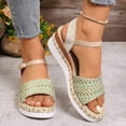 thumbnail image 2 of Women's Espadrille Wedge Sandals Ankle Strap Platform Open Toe Boho Braided Band Wedges Heels Beach Vacation Dress Shoes Light Green Size 7.5, 2 of 6