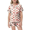 thumbnail image 2 of ZTKWD Valentine's Day Girls Womens Pajamas, Satin Silky Pjs Set Kids 2Pcs Button-Down Nightwear Sleepwear Gift Travel Pink Heart, 2 of 4