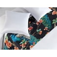 thumbnail image 2 of Peacock Bed Runner, Birds and Nature Themed Artwork with Blooming Floral Leaves Greenery, Decorative Accent Bedding Scarf for Hotels Homes & Guest Rooms, King, Vermilion Sea Blue Teal, by Ambesonne, 2 of 3