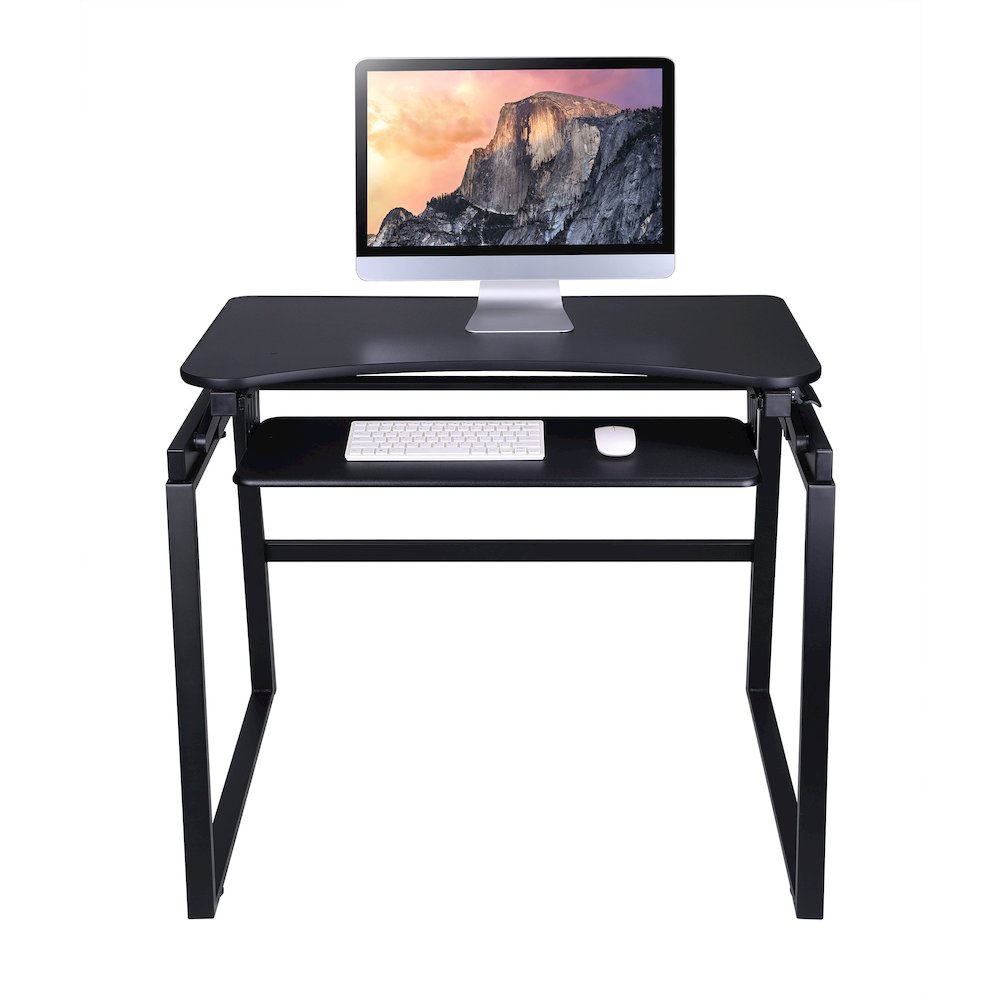 Rocelco 32" Height Adjustable Standing Desk Converter with Floor Stand BUNDLE
