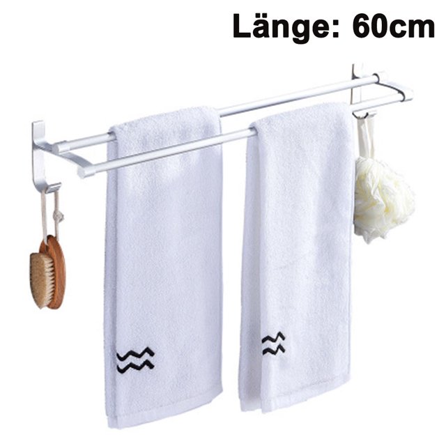 Toallero libre perforado, espacio de aluminio para baño, inodoro, toallero doble, almacenamiento de toallas, estante de baño para colgar en la pared Vhermosa OTTO-2035035-2
