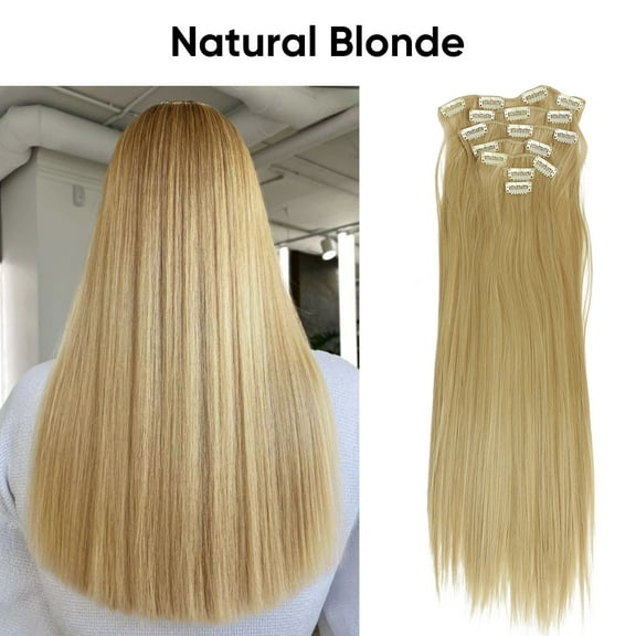 Namzi Long Hair Extensions 55cm/22in Natural Blonde - 1 Pcs Matte High-Temperature Fiber Hair Extensions, Perfect for Ideal for Women's Hairstyle Enhancement