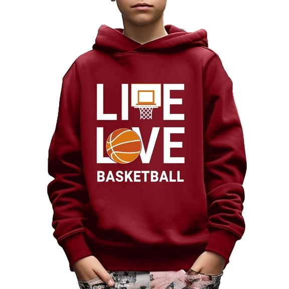 Casual Pullover For 5-14Y Kid Boys LOVE LIVE BASKETBALL Print Cute&Cozy Spring Autumn Outdoor Hoodie