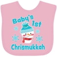 thumbnail image 3 of Inktastic Baby's 1st Chrismukkah with Cute Snowman and Snowflakes Boys or Girls Baby Bib, 3 of 4