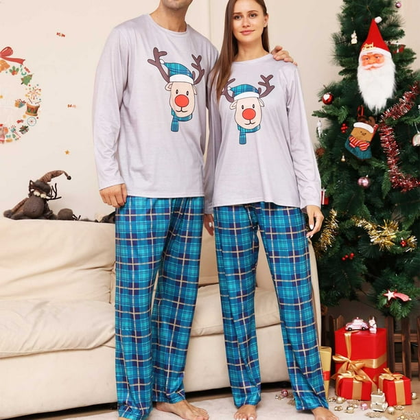 LSLJS Christmas Family Pajamas Matching Sets Christmas Fashion Long Sleeves Men Printed Top Pants Family Matching Pajamas Set Christmas Pajamas for