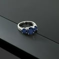 thumbnail image 4 of Gem Stone King 925 Sterling Silver Blue Sapphire Engagement Ring for Women | 4.66 Cttw | Round 8MM | Gemstone September Birthstone | Size 7, 4 of 4