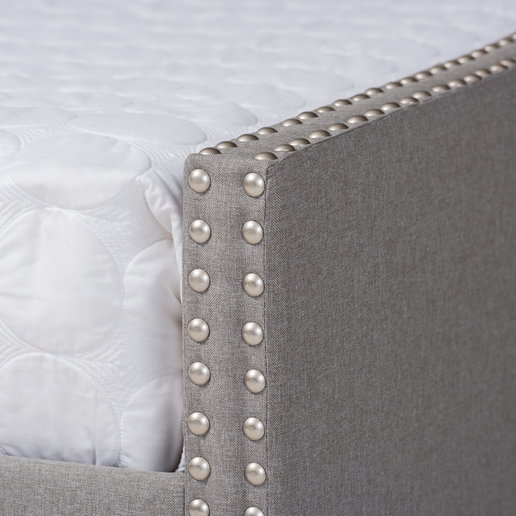 Baxton Studio Haylie Light Gray Upholstered Full Size Daybed with Roll-Out Trundle Bed