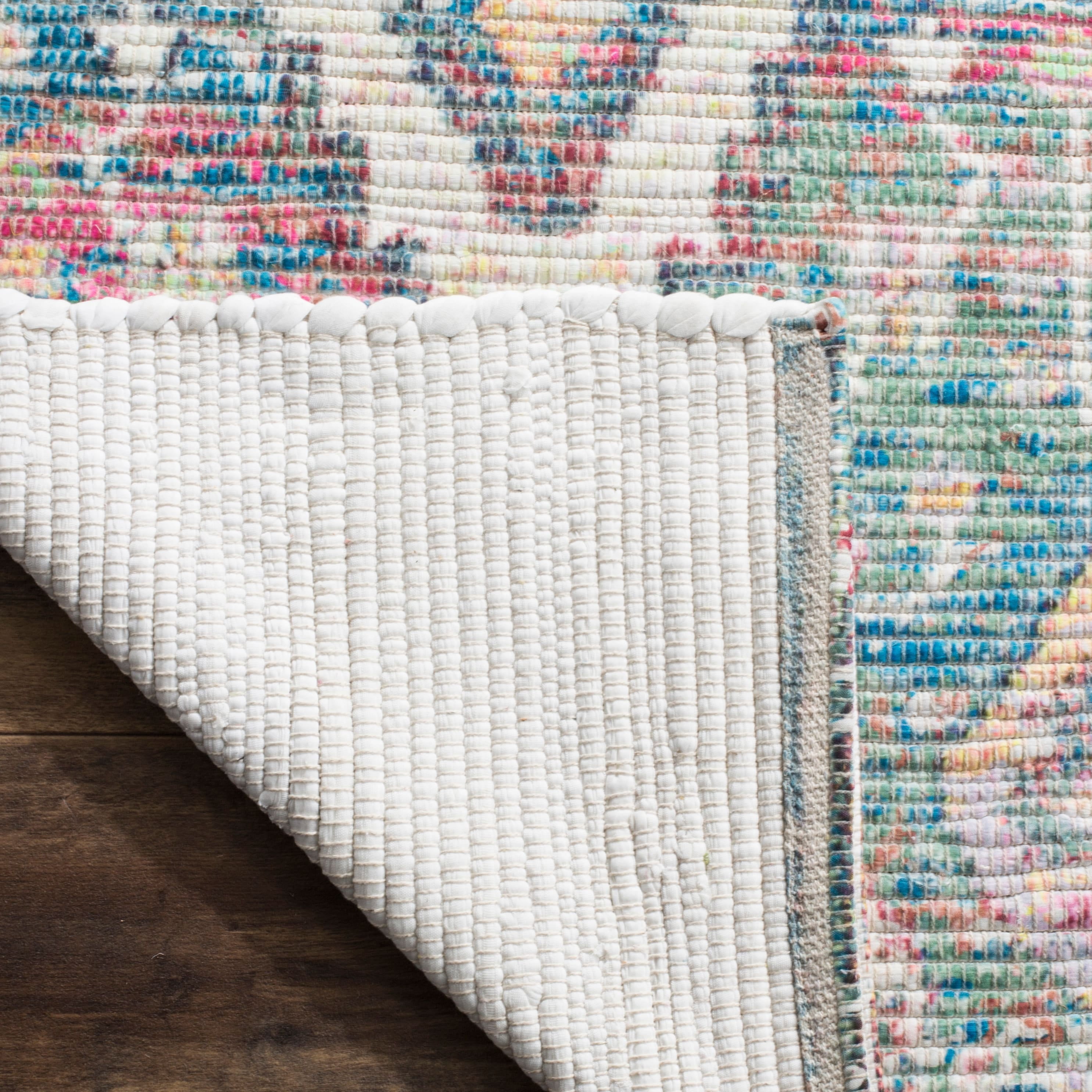 SAFAVIEH Saffron Justina Floral Cotton Area Rug, Turquoise/Peach, 5' x 8'