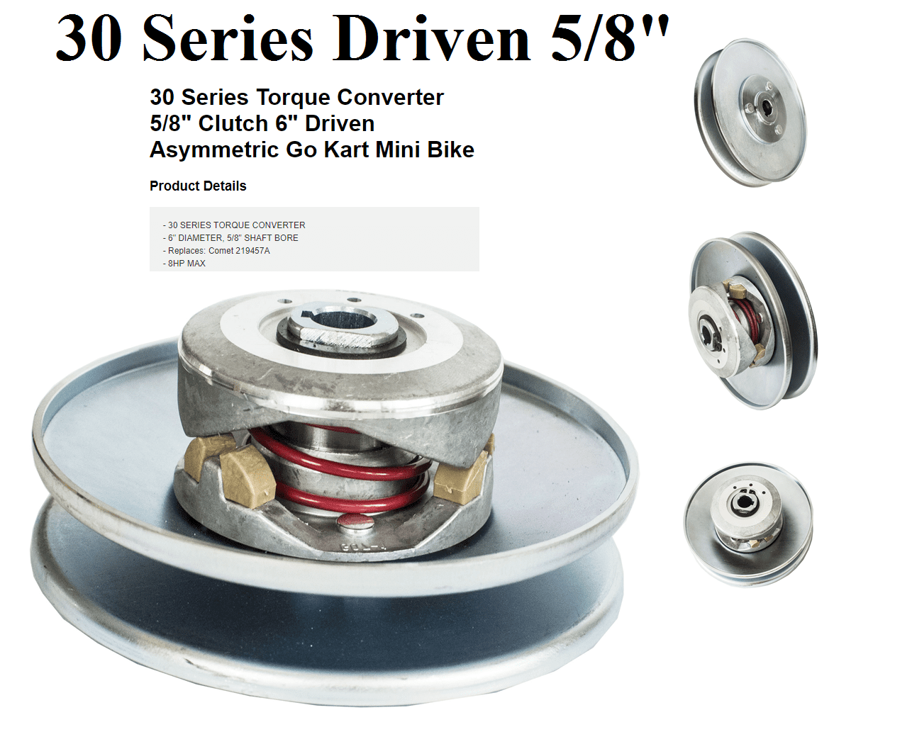 30 Series Torque Converter 5/8" Driven 3/4" Driver Clutch Go Kart 6" Diameter 
