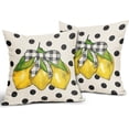 thumbnail image 2 of Summer Pillow Covers 20x20 Inch Yellow Lemon Polka Dot Decorative Throw Pillow Covers Set of 2 Rustic Pillowcases Farmhouse Cotton Linen Cushion Covers for Couch Bed Spring Summer Lemon Home Decor, 2 of 6