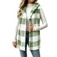 thumbnail image 2 of Posijego Women's Fleece Vest Jackets Hooded Waistcoats Plaid Print Sleeveless Vests Outerwear Christmas Vest Tops, 2 of 9
