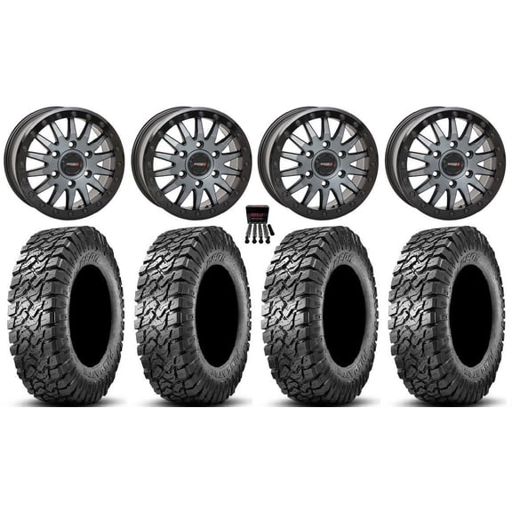 System 3 SB-8 Beadlock 15" Wheels Gy  38mm 34" Predator Tires Can-Am Maverick R