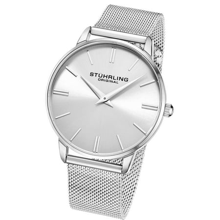 - RetroTech Series: Men's 3998.1 Japanese Quartz Watch FlexiMesh Bracelet Silver Dial, Silver Accents