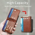 thumbnail image 4 of Decase Galaxy Z Flip 4 Wallet Case with Card Holder 9 Card Slots Large Storage Premium Luxury Crocodile Pattern PU Leather Flip Protective Kickstand Cover for Samsung Galaxy Z Flip 4 5G 2022 Brown, 4 of 8