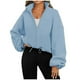 thumbnail image 1 of Chaqueta deportiva de polar de moda para mujer, de manga larga, sin capucha, informal, con cuello alto y cremallera. Abrigo para mujer., 1 of 5