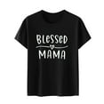 thumbnail image 4 of WREESH Mother's Day Mama Shirts Women's Short Sleeve Round Neck Graphic Printed Loose Tops Black, 4 of 5