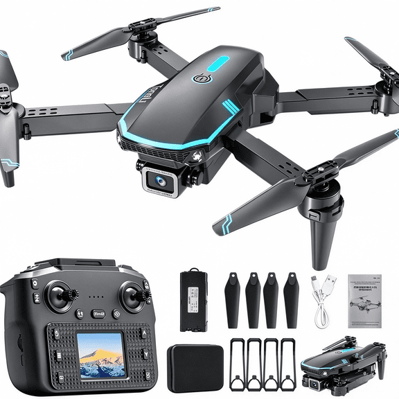 TongLi DR1916 Foldable Drone, Screen Controller, Single Camera, Shockproof 3D Flip Beginner Quadcopter Gift for Kids 8 Black