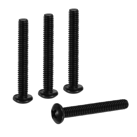 Uxcell #8-32 x 1-1/4" Pan Head Machine Screws, 50 Pcs 304 Stainless Steel Screws for Cabinet Drawer Knob Pull, Black Oxidation